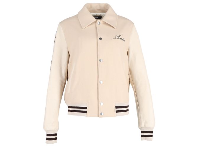 Jaqueta Amiri Bones Varsity em lã bege
