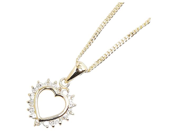 & Other Stories K18YG Yellow Gold Diamond Heart Pendant Necklace in Excellent Condition Golden Metal  ref.1400483