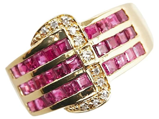 & Other Stories K18YG Yellow Gold Ruby 1.60ct Diamond 0.06ct Ring in Excellent Condition Golden Metal  ref.1400484