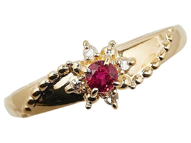 & Other Stories [Luxo] 18Anel de metal K Flower Ruby Ring em excelente estado  ref.1400485