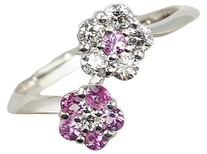 & Other Stories K18WG White Gold Pink Sapphire Flower Ring in Excellent Condition Silvery Metal  ref.1400505