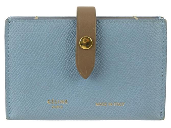 Céline Strap wallet Blue Leather  ref.1400823