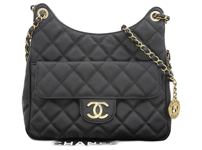 Timeless Chanel Hobo Black Leather  ref.1400935