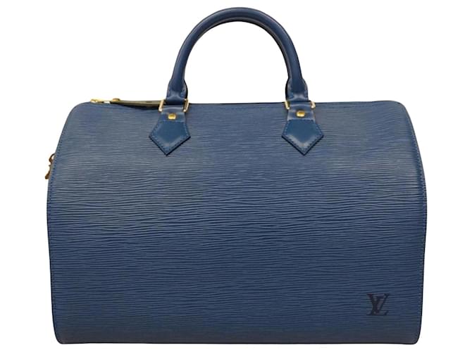 Louis Vuitton Speedy 30 Azul Couro  ref.1401022