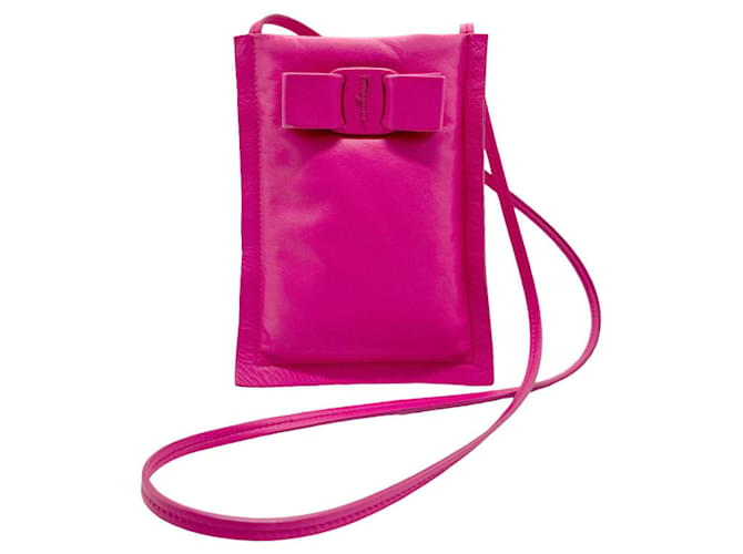 Salvatore Ferragamo Villa Ribbon Pink Leather  ref.1401044