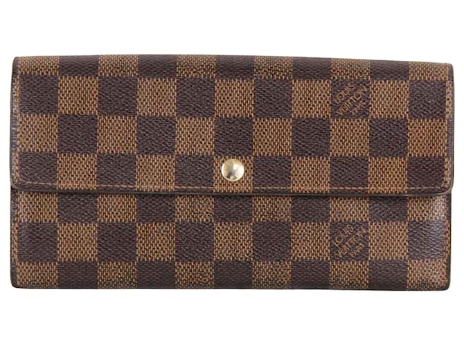 Louis Vuitton Portefeuille Sarah Marrom Lona  ref.1401106