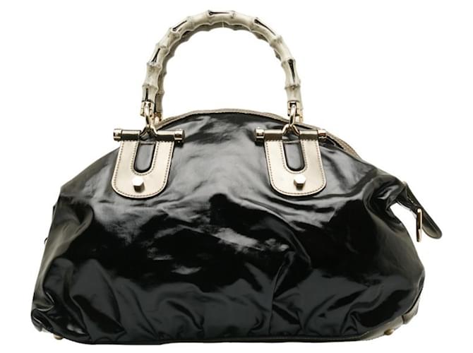 Gucci Bamboo Preto Couro envernizado  ref.1401110