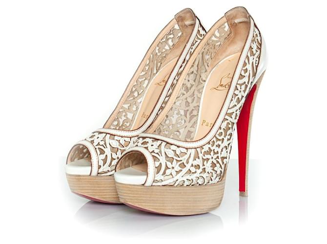 CHRISTIAN LOUBOUTIN, pompe découpée au laser pampas Cuir Blanc  ref.1401138