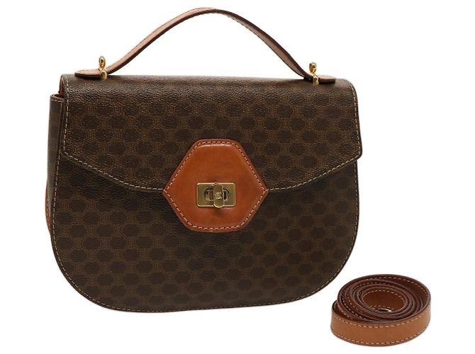 Céline CELINE Macadam Canvas Handtasche PVC 2Weise Brown Auth 75809 Braun