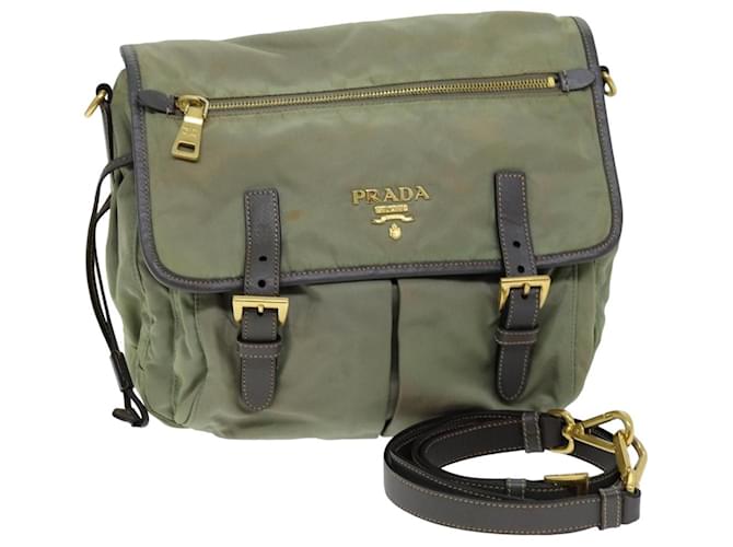 PRADA Shoulder Bag Nylon Khaki Auth 75220  ref.1401231