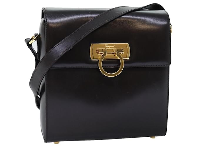 Salvatore Ferragamo Gancini Umhängetasche Leder Braun Auth 74594  ref.1401239