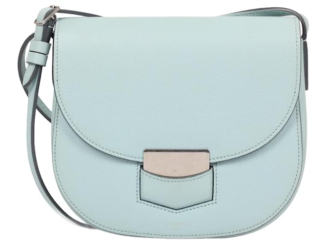 Céline CELINE Baby Trotteur piccolo in pelle di vitello martellata in turchese chiaro Blu  ref.1401375