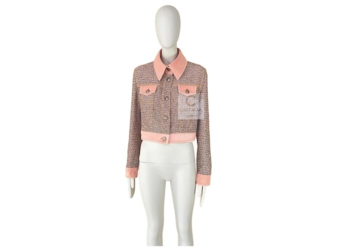 Chanel pink denim jacket best sale