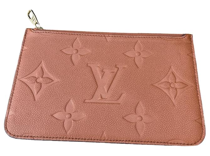 Louis Vuitton Neverfull clutch Brown Leather  ref.1401396