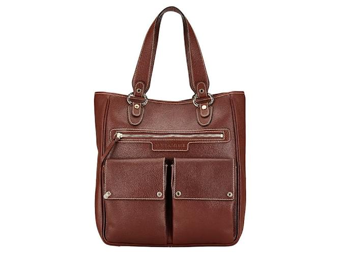 Bulgari Sac tote maxi lettre en cuir Bvlgari marron en très bon état  ref.1401467