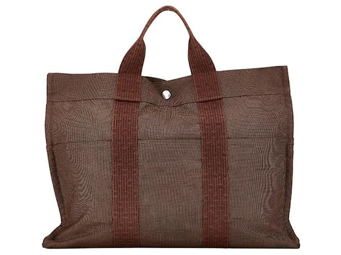 Hermès Hermes Toile Herline MM Tote Sac cabas en toile en bon état  ref.1401468