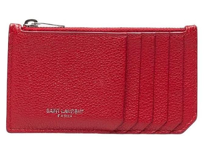 Yves Saint Laurent Leather Fragment Zip Card Case Leather Card Case in Good condition  ref.1401481