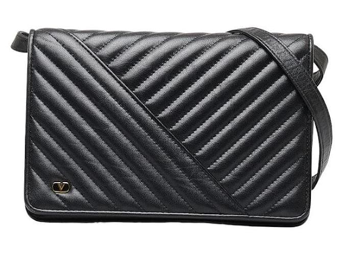 Valentino Leder gesteppte Clutch-Tasche in gutem Zustand Schwarz  ref.1401496