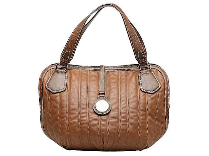 Céline Celine Leather Handbag Tote Brown in Very Good Condition  ref.1401526