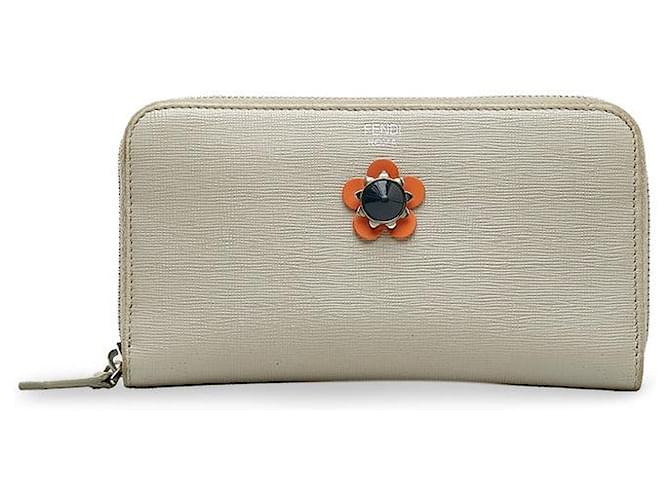 Portefeuille long zippé en cuir Fendi Flower 8M0299 en très bon état  ref.1401532