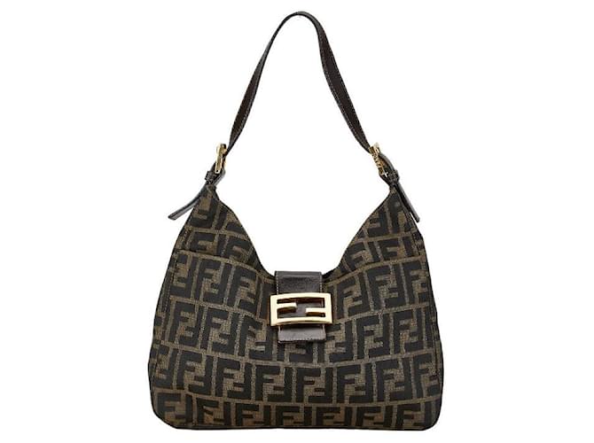 Bolsa de ombro Fendi Zucca Canvas Mamma Baguette Bolsa de ombro de lona 26569 em boa condição  ref.1401569