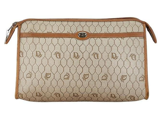 Bolsa clutch Dior Honeycomb Bolsa clutch em lona em bom estado  ref.1401587