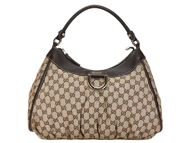 Gucci GG Canvas Abbey D Ring Shoulder Bag  Canvas Shoulder Bag 189833 in fair condition Cloth  ref.1401590