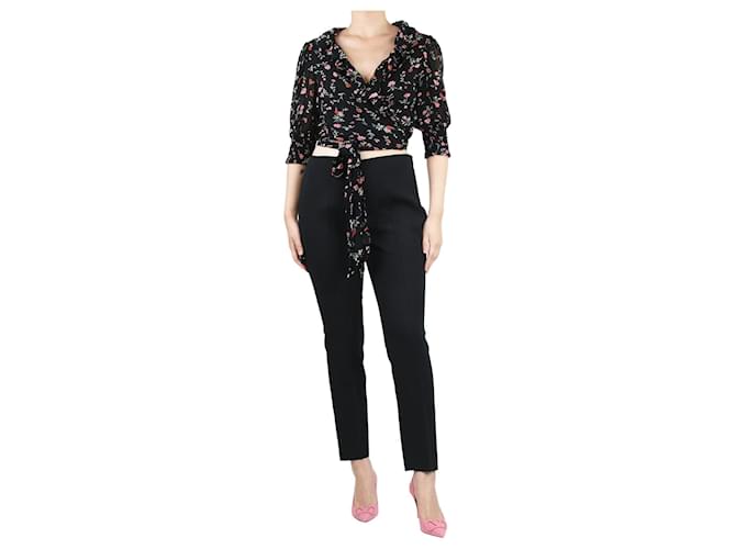 Akris Pantalón negro slim de lana - talla UK 14  ref.1401599