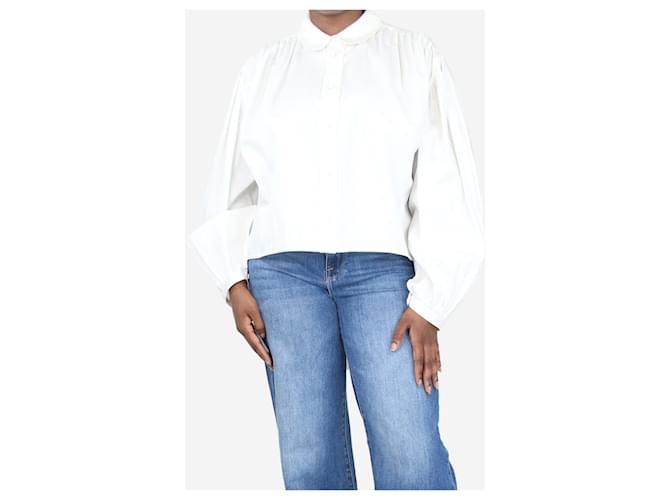 Khaite White puff-sleeved pleated shirt - size L Cotton  ref.1401618