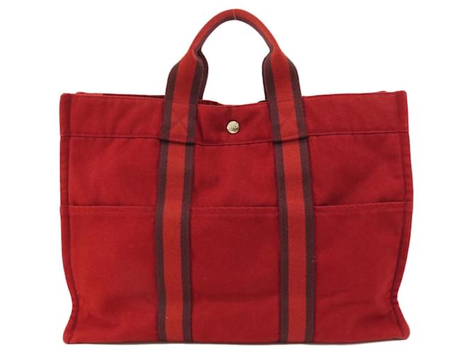 Hermès Fourre Tout Rosso Tela  ref.1401692