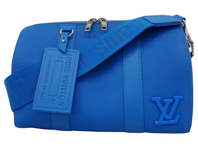 Louis Vuitton Keepall Blue Leather  ref.1401756