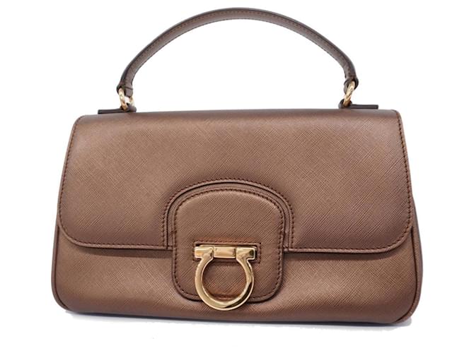 Salvatore Ferragamo Gancini Brown Leather  ref.1401790