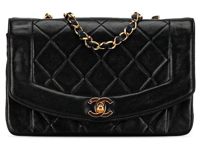 Chanel Diana Preto Couro  ref.1401886