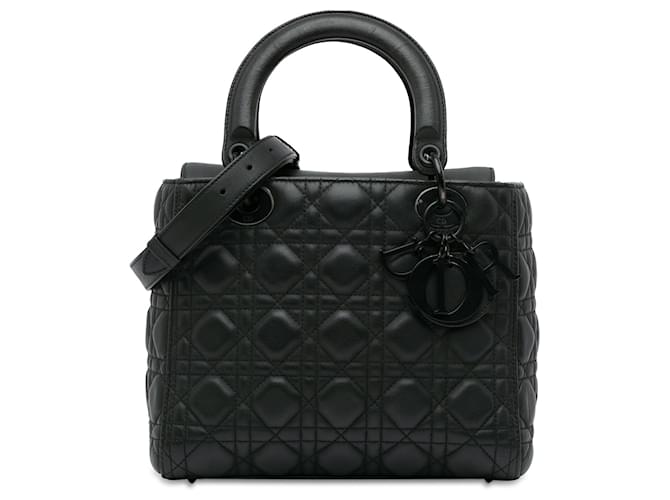 Dior Couro de bezerro preto médio ultra fosco Lady Dior Bezerro-como bezerro  ref.1402075