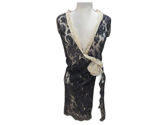Autre Marque Nur für den Fall Spitzenkleid Schwarz Beige