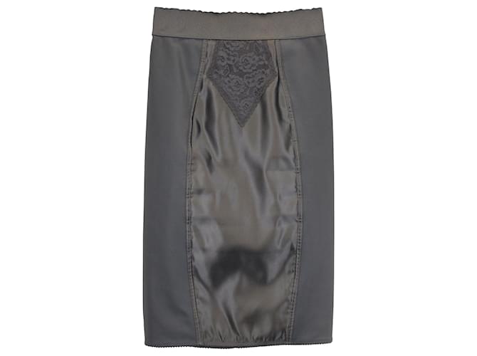 Dolce & Gabbana Midi Pencil Skirt in Black Satin  ref.1402147