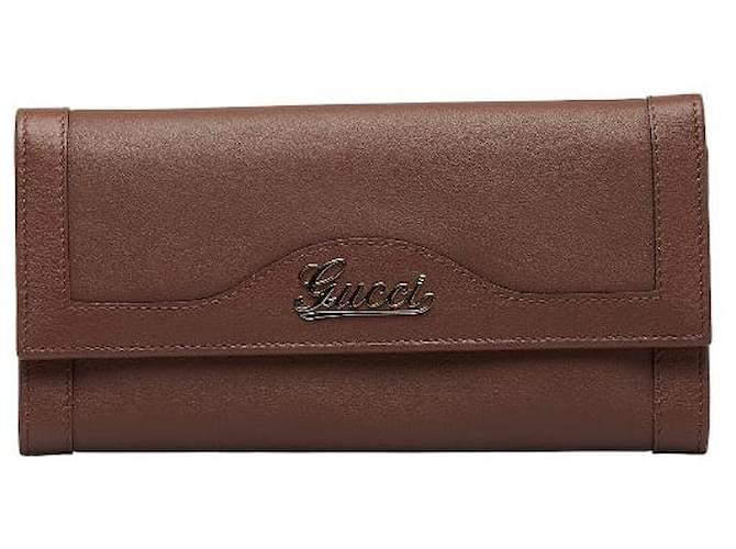 Gucci Leather Long Wallet 294977 in Very Good Condition Brown  ref.1402206