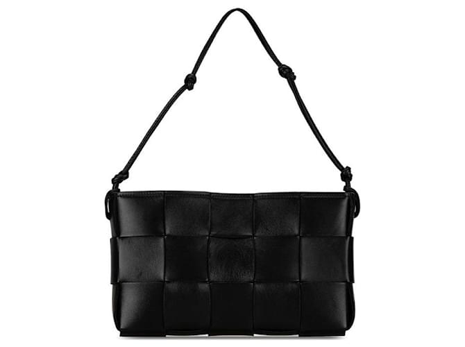 Bolso de hombro de cuero Intrecciato de Bottega Veneta en muy buen estado Negro  ref.1402222