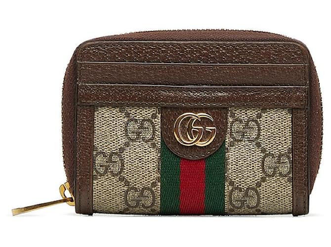 Porte-cartes Gucci Ophidia 658552 en PVC marron en très bon état Plastique  ref.1402263