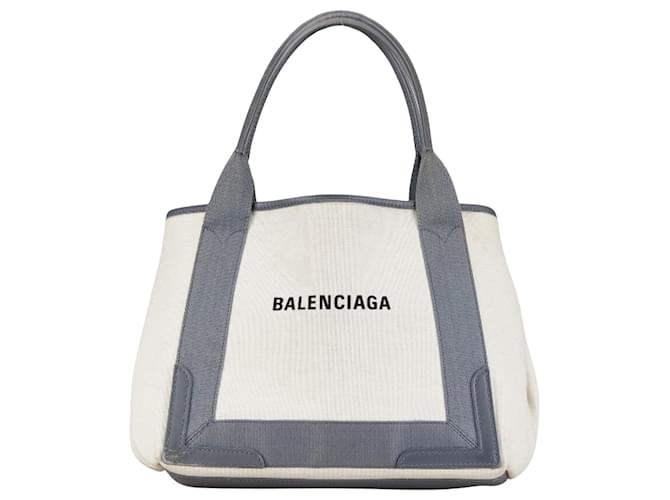 Everyday Balenciaga Navy Cabas White Cloth  ref.1402404