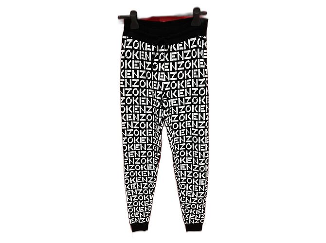 Pantaloni Kenzo con stampa monogramma nero e bianco