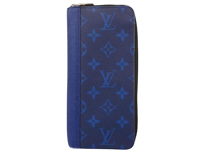 Carteira Louis Vuitton Zippy Vertical Azul marinho Couro  ref.1402474