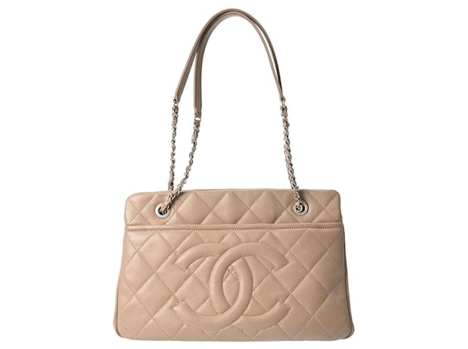 Chanel-Logo CC Grau Leder  ref.1402479