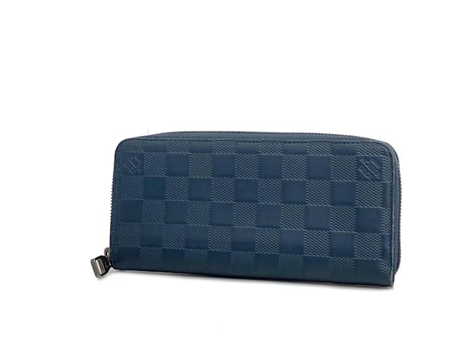 Cartera Louis Vuitton Zippy Vertical Azul marino Cuero  ref.1402489