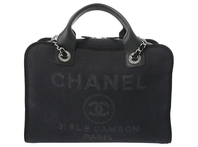 Chanel Deauville Toile Bleu Marine  ref.1402497