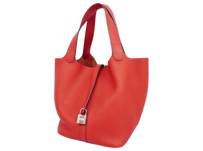 Hermès Picotin Vermelho Couro  ref.1402520