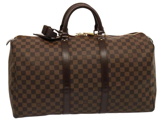 LOUIS VUITTON Damier Ebene Keepall 50 Boston Bag N41427 LV Auth 75392A  ref.1402583