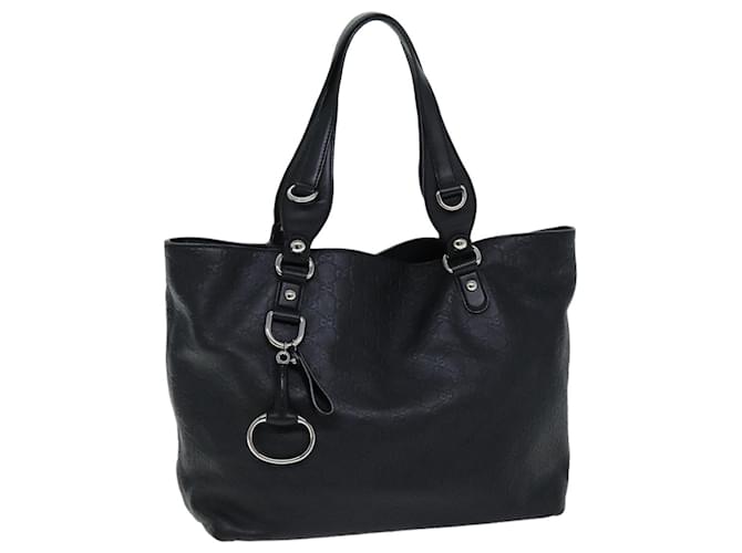 Borsa tote GUCCI in tela GG Guccissima Horsebit Nera 229852 Auth hk1292 Nero  ref.1402602