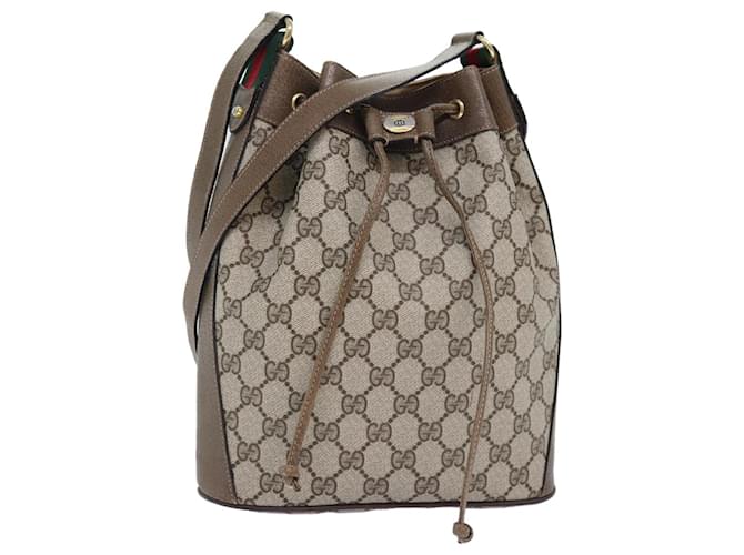 Bolsa de ombro GUCCI GG Supreme Web Sherry Line Vermelho Bege 41 02 034 Auth yk12678 Lona  ref.1402638