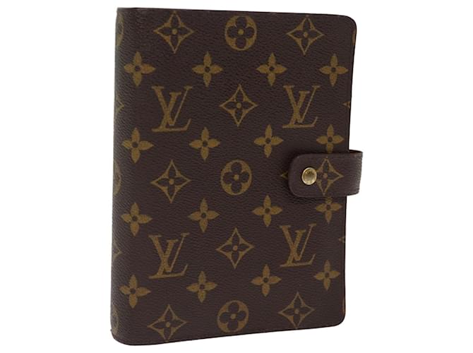 LOUIS VUITTON Monogram Agenda MM Day Planner Cover R20105 Autenticação de LV 75477 Monograma Lona  ref.1402677